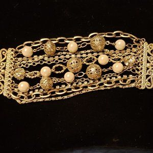 WHBM Pearl Rhinestone Filigree Bauble Bead T Bar Bracelet with SPECIAL OFFER!!